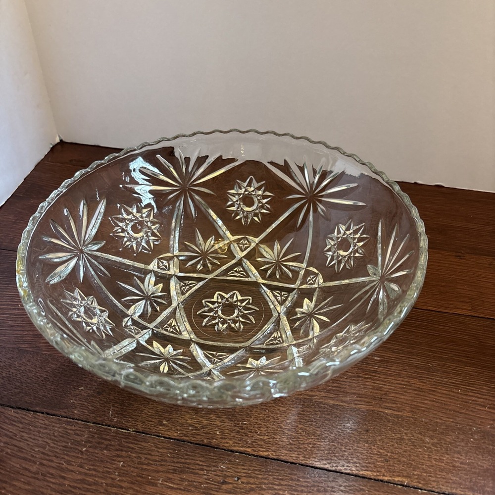 Vintage Anchor Hocking Star Of David Bowl Large Serving Salad Fruit‎  10.75"x4"